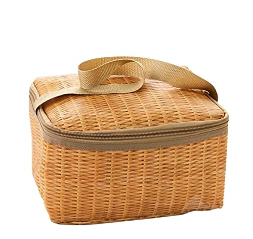Picknickkorb Ausflugskorb Tragbare Wicker Rattan Outdoor Picknicktasche Geschirr Isolierung Lebensmittelbehälter Korb Camping Picknick von CHUNXVLI