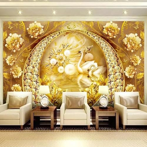 CHUNYAGOK 3D-Wandbild-Tapete Schwanensee Gold Juwel Blume geeignet für Wohnzimmer Schlafzimmer Foto Wandverkleidung CHUNYAGOK 3D-Wandbild-Tapete Schwanensee Gold Juwel Blume geeignet für Wohnzimmer Schlafzimmer Foto Wandverkleidung von CHUNYAGOK