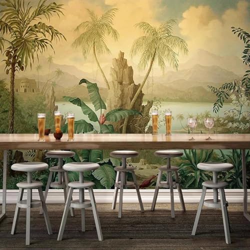 CHUNYAGOK 3d tapete wandbild Europäischen stil retro landschaft ölgemälde tropischen regenwald banane kokosnussbaum wand von CHUNYAGOK
