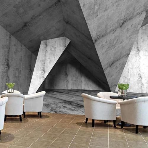 CHUNYAGOK Graue Zementwand 3D erweiterte Raum Wandbild Tapete geeignet für Schlafzimmer Wohnzimmer Restaurant dekorative Wandmalerei von CHUNYAGOK