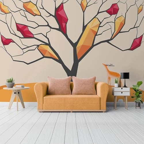 CHUNYAGOK Moderne Kinderzimmer Tapete Cartoon Foto Wandbild 3D Hand gezeichnet Kinderzimmer Himmel Wald Baum Hirsch von CHUNYAGOK