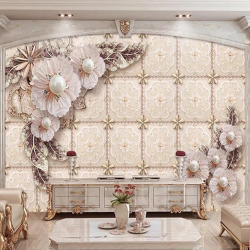 CHUNYAGOK Wandbild Tapete Luxus 3D dreidimensionale Schmuck Blumen geeignet für Schlafzimmer Wohnzimmer Wandmalerei Heimdekoration von CHUNYAGOK