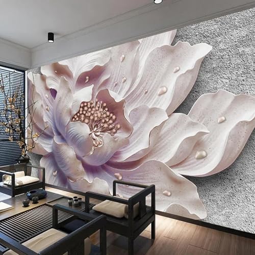 CHUNYAGOK Wandbild tapete 3d dreidimensionale relief pfingstrose schmuck blume wandbild studie schlafzimmer wohnzimmer dekoration foto tapete von CHUNYAGOK