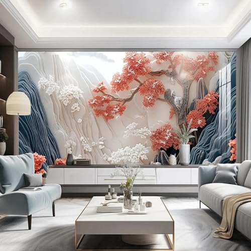 CHUNYAGOK Wandtapete, modern, schlicht, dreidimensionales 3D-Baum-Blumen-Naturdekorationsgemälde, geeignet für Wohnzimmer, Schlafzimmer von CHUNYAGOK