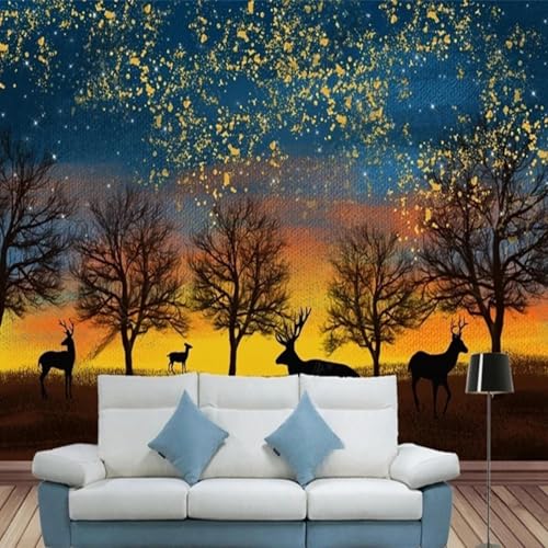 Moderne 3D-Tapete Fototapete handgemalte Waldwanddekoration Baumaterialien Heimdekoration von CHUNYAGOK