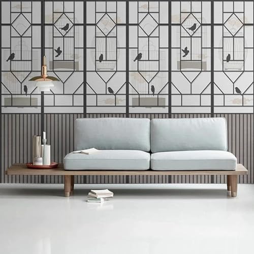 Neu Chinesischen stil abstrakte foto wandbild schlafzimmer dekoration tapete fenster vogelkäfig muster wand abdeckt dekoration von CHUNYAGOK