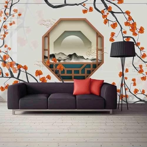Tapeten Wohnkultur neue chinesische Stil Blumen und Vögel Retro abstrakte dreidimensionale geometrische Schlafzimmer Wohnzimmer Wandbild Tapete von CHUNYAGOK