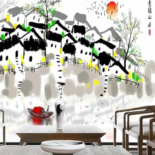 Tintenwandbild im neuen chinesischen Stil, Tapete, 3D-handgemalte Landschaft, geeignet für Wohnzimmer, Schlafzimmer, Innendekoration von CHUNYAGOK