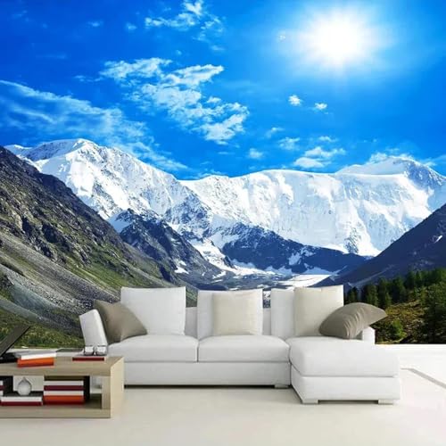 Wandbild Wasserdichte Tapete Blauer Himmel Schneeberg Natürliche Landschaft 3D Fototapete Wohnzimmer Schlafzimmer Dekoration von CHUNYAGOK