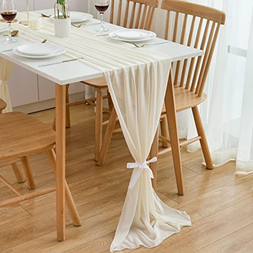 CHUQING Tischläufer Chiffon Tischläufer Hochzeit Tischdeko 420 x 70 cm Tischband für Geburtstage,Kommunion von CHUQING