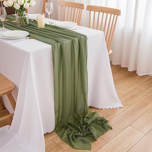 CHUQING Tischläufer Grün Chiffon Tischdeko Salbeigrün Stoff Tüll Hellgrün Tischband für Kommunion, Konfirmation, Hochzeit, Geburtstag, Gartenparty, Taufe,75 cm x3 m von CHUQING