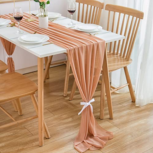 CHUQING Tischläufer Rosegold,Chiffon,70 cm x 3 m,Chic Tischdeko Hochzeit Tischläufer von CHUQING