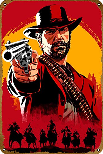 Arthur Morgan Game Poster Metall Blechschild Geschenk für Game Gamer 30,5 x 20,3 cm von CHUUIIGO