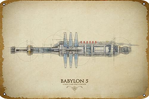 Babylon 5 Blueprint-Poster, Blechschild, Metall, Café, Bar, Zuhause, Wandkunst, Dekoration, Poster, Retro, 20,3 x 30,5 cm von CHUUIIGO