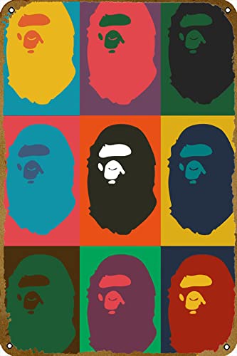 Bape Monkey Hypebeast Retro Blechschild für Wanddekoration, Vintage-Poster, Kunstwerk, Geschenke für Zuhause oder Büro, Straße, Tor, Bars, Club, Restaurants, Cafés von CHUUIIGO