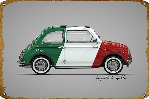 Fiat 500 Italien, Retro-Auto-Metall-Blechschild, Poster, Wanddekoration, 30,5 x 20,3 cm, 20,3 x 30,5 cm von CHUUIIGO