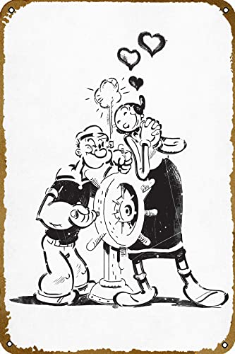 Popeye in Love Comics Poster Comics Vintage Blechschild 20,3 x 30,5 cm Wanddekoration 20,3 x 30,5 cm von CHUUIIGO