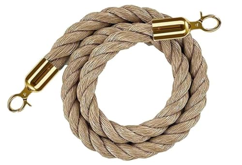 CHUXIBA Absperrseil 1-5m Absperrkordel goldenen (Ø32 mm) karabinerhaken Hanfseil personenleitsystem absperrband crowd control rope/Gold/0.5M von CHUXIBA