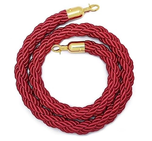 CHUXIBA Absperrseil mit goldenen karabinerhaken Hanfseil (Ø32 mm) 1-5m personenleitsystem absperrband absperrkordel crowd control rope/red/1.5M von CHUXIBA