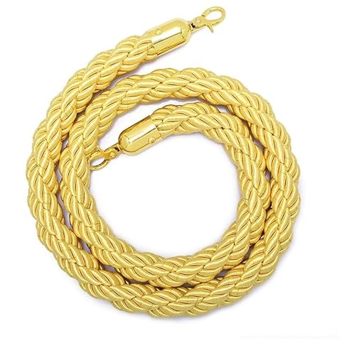 CHUXIBA Absperrseil mit goldenen karabinerhaken Hanfseil (Ø32 mm) 1-5m personenleitsystem absperrband absperrkordel crowd control rop﻿e/Gold/1.5M von CHUXIBA