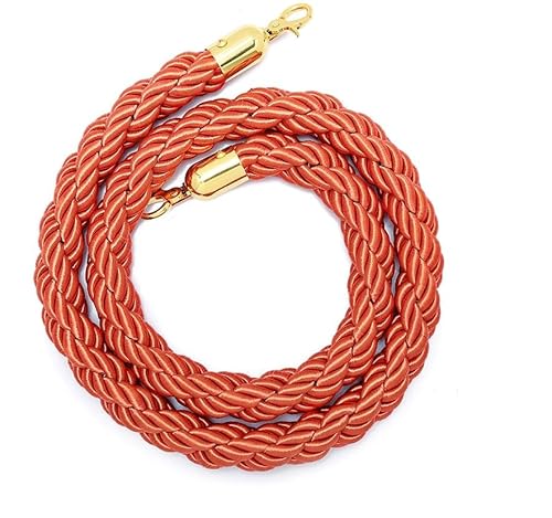 CHUXIBA Absperrseil mit goldenen karabinerhaken Hanfseil (Ø32 mm) 1-5m personenleitsystem absperrband absperrkordel crowd control rope/Orange/1.5M von CHUXIBA