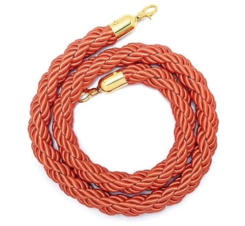 CHUXIBA Absperrseil mit goldenen karabinerhaken Hanfseil (Ø32 mm) 1-5m personenleitsystem absperrband absperrkordel crowd control rope/Orange/2.5m von CHUXIBA