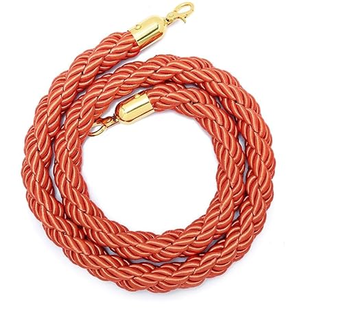 CHUXIBA Absperrseil mit goldenen karabinerhaken Hanfseil (Ø32 mm) 1-5m personenleitsystem absperrband absperrkordel crowd control rope/Orange/2m von CHUXIBA