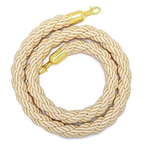 CHUXIBA Absperrseil mit goldenen karabinerhaken Hanfseil (Ø32 mm) 1-5m personenleitsystem absperrband absperrkordel crowd control rope/apricot/2m von CHUXIBA