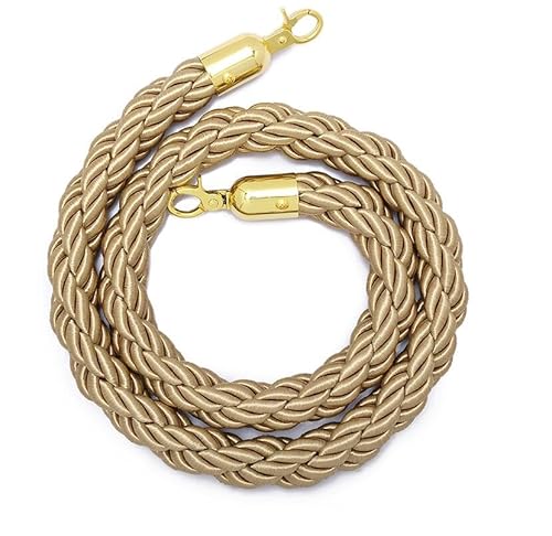 CHUXIBA Absperrseil mit goldenen karabinerhaken Hanfseil (Ø32 mm) 1-5m personenleitsystem absperrband absperrkordel crowd control rope/champagne gold/2m von CHUXIBA