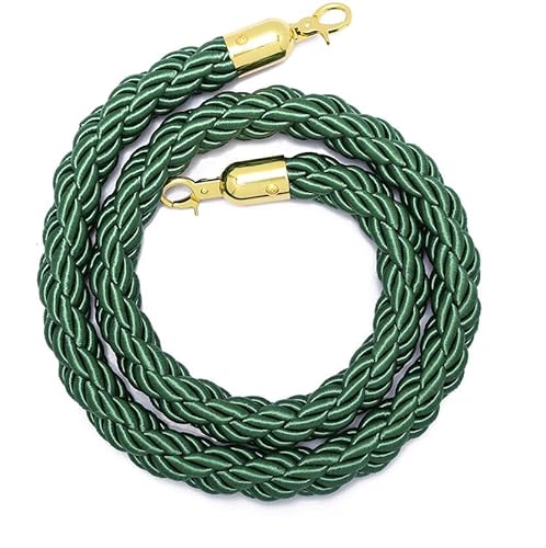 CHUXIBA Absperrseil mit goldenen karabinerhaken Hanfseil (Ø32 mm) 1-5m personenleitsystem absperrband absperrkordel crowd control rope/emerald/1.5M von CHUXIBA