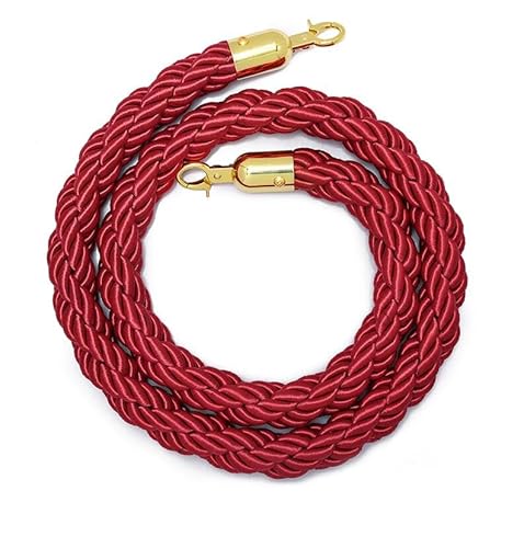 CHUXIBA Absperrseil mit goldenen karabinerhaken Hanfseil (Ø32 mm) 1-5m personenleitsystem absperrband absperrkordel crowd control rope/red/2m von CHUXIBA