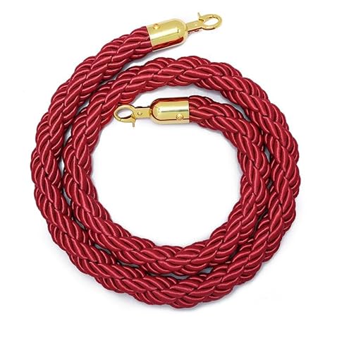 CHUXIBA Absperrseil mit goldenen karabinerhaken Hanfseil (Ø32 mm) 1-5m personenleitsystem absperrband absperrkordel crowd control rope/red/4m von CHUXIBA