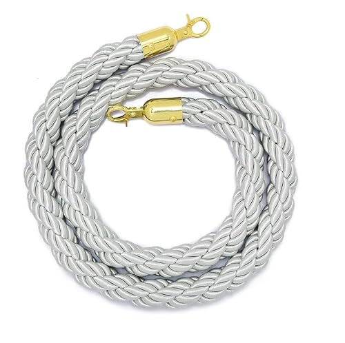 CHUXIBA Absperrseil mit goldenen karabinerhaken Hanfseil (Ø32 mm) 1-5m personenleitsystem absperrband absperrkordel crowd control rope/silver/5m von CHUXIBA