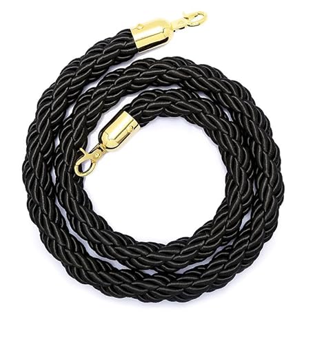CHUXIBA Absperrseil mit goldenen karabinerhaken Hanfseil (Ø32 mm) 1-5m personenleitsystem absperrband absperrkordel crowd control rope/Black/3.5m von CHUXIBA