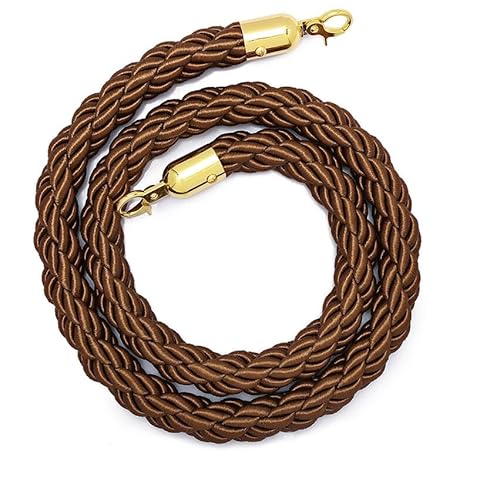 CHUXIBA Absperrseil mit goldenen karabinerhaken Hanfseil (Ø32 mm) 1-5m personenleitsystem absperrband absperrkordel crowd control rope / Brown/1m von CHUXIBA