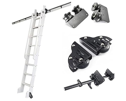 CHUXIBA Rolling Ladders Rolling Library Leiter Hardware, Schiebeleiter Hardware Kit (ohne Leiter), mit Boden Roller Räder, mobile Leiterschiene aus rundem Stahlrohr/Regular roller/200cm kit von CHUXIBA