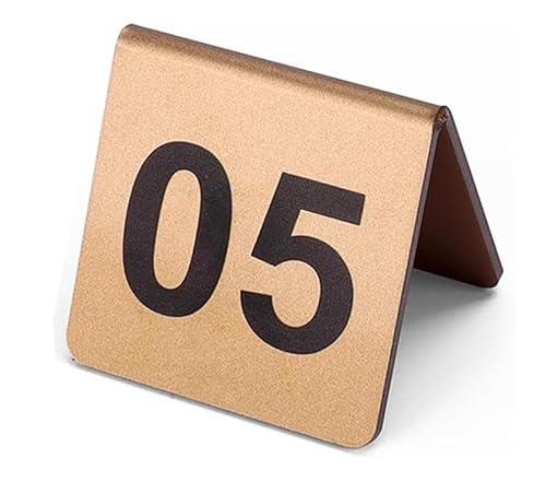 CHUXIBA Tischnummern 1-100 Restaurant, Doppelseitige Anzeige von Zahlen Acryl Gold Zelt Stil Tischnummern Restaurant Nummernschild/Gold/1 to 90 von CHUXIBA