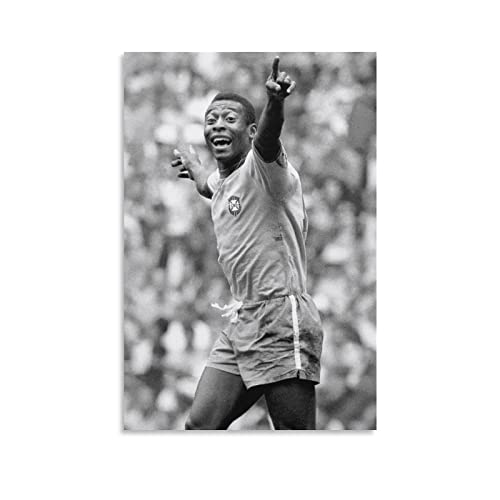 Poster Pele Soccer Schwarz und Weiß Kunstdruck Poster Wandkunst Gemälde Leinwand Dekor Heimposter 40 x 60 cm von CHUXU