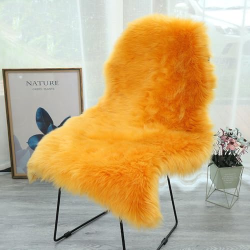 CHUYIX Faux Lammfell Schaffell Teppich 60 * 100cm Longhair Flauschig Wohnzimmer Deko Nachahmung Wolle Sofa Matte Kunstfell Dekofell Lammfellimitat von CHUYIX
