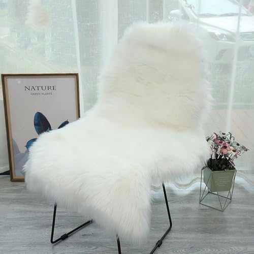 CHUYIX Faux Lammfell Schaffell Teppich 60 * 90cm Longhair Flauschig Wohnzimmer Deko Nachahmung Wolle Sofa Matte Kunstfell Dekofell Lammfellimitat von CHUYIX