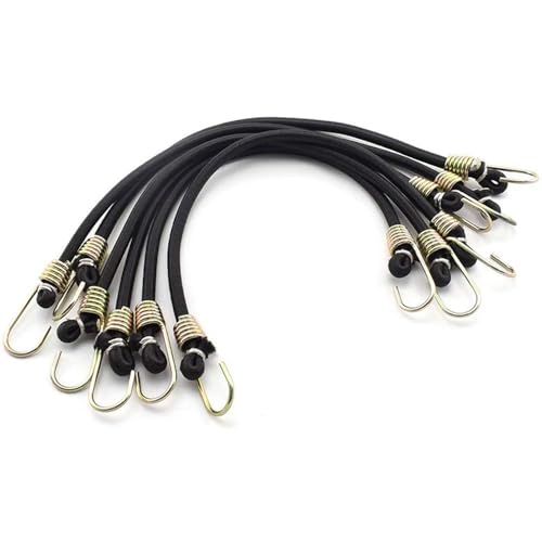 CHUYIX Spanngummi mit 2 Haken 10 Stücke 25CM Expander mit Haken Spanngummi Starker Gepäckspanner für die Sicherung von Gepäck Gepäckträgern Camps Motorrädern Gummiband mit Haken von CHUYIX