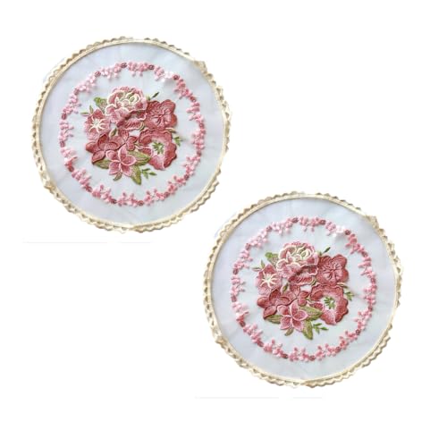 Runde tischmatte 2 Stück 28cm decorasian platzdeckchen vase pods bestickte blumen platzsets untersetzer teller rutschfest Coaster Abwaschbar Hitzebeständig für den Heimgebrauch Küche Dekoration von CHUYIX