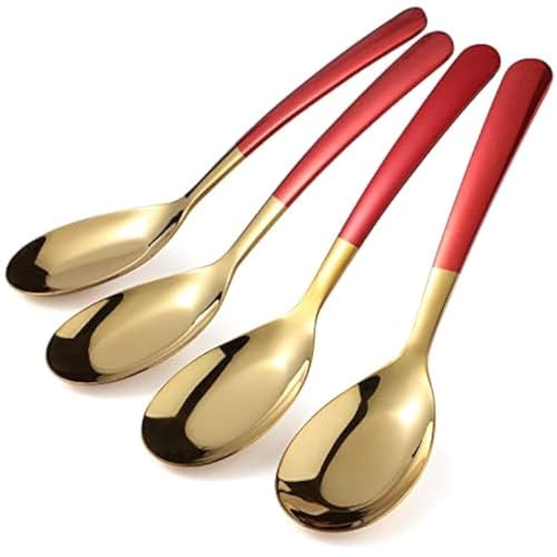Esslöffel-Set aus Edelstahl, langer Griff, hochglanzpoliert, 4 Stück von CHWAIKA