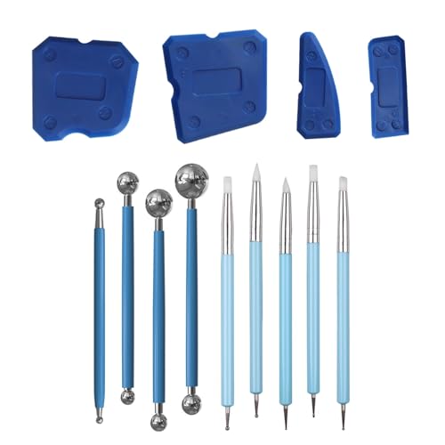 13 Stück Silikon Abzieher Set Leicht zu Bedienen fugenglätter, Langlebig Leichtgewicht für Silikonfugen und Badezimmer Renovierung Profiwerkzeug mit 4 Metallkugelglättern & 9 Silikonstreben von CHXAOM