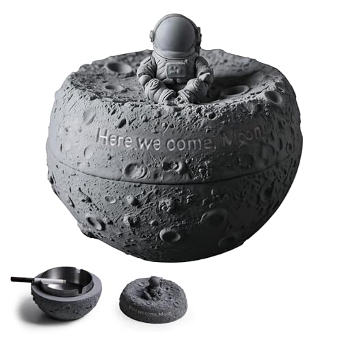 CHXAOM aschenbecher für draussen Wetterfester Tischabfalleimer mit Deckel aus Beton Ø11cm – Geruchsneutral & Stilvoll für Balkon, Garten & Terrasse (0.5kg, Frostbeständig)​ von CHXAOM