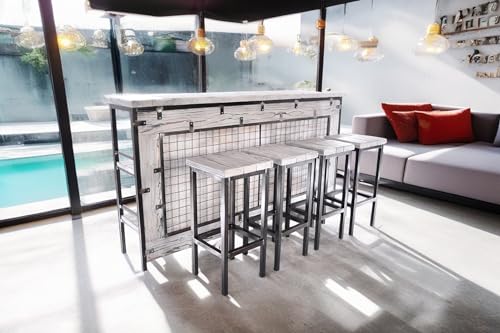 CHYRKA® Bartisch Stehtisch Barhocker Barstuhl BarMöbel Loft Vintage Bar Industrie Design Handmade Holz Metall (THEKE -200 cm - Weiss) von CHYRKA