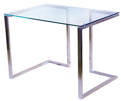 CHYRKA® Bürotisch Computertisch Beistelltisch Edelstahl Schminktisch Moderne Design Glas Schreibtisch (120x60 cm) von CHYRKA