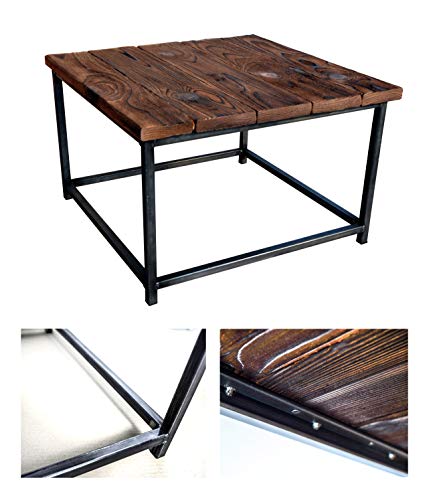 CHYRKA® Couchtisch Wohnzimmertisch SAMBOR Loft Vintage Bar Industrie Design Handmade Holz Metall (60x60 cm - Natur - Parallel) von CHYRKA