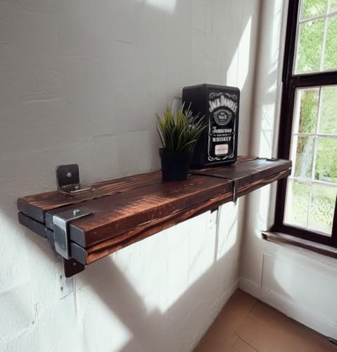 CHYRKA® Wandregal Regale Schweberegal LEMBERG Hängeregal Wandboard Holzregal Loft Vintage Bar IndustrieDesign Handmade Holz Metall (Natur, 100 cm / 39.37") von CHYRKA