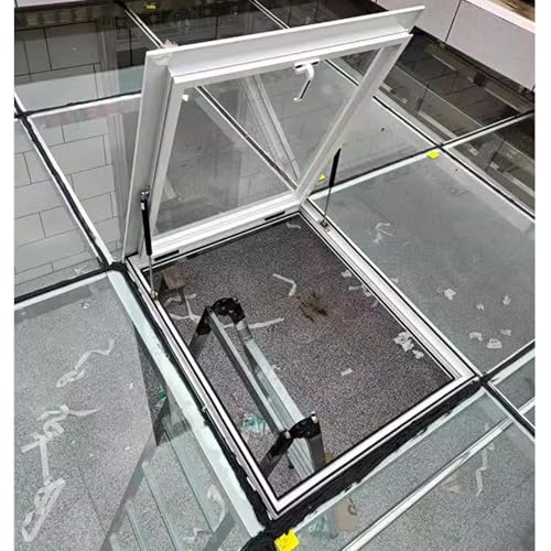 Anpassbare Dachluke mit doppellagigem gehärtetem Glas, Dachfenster für Schräg- und Flachdach, Haushalts-Dach-Zugangsluke für Sonnenraum, Keller (61 x 66 cm) von CHZDPP
